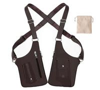 Borsa regolabile in pelle di alta qualità, portafoglio nascosto sotto le ascelle con doppia tasca, accessorio da viaggio per uomini e donne, Marrone, One Size Fits Most Adults