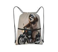 Borsa resistente all'acqua della corda della borsa della palestra di sport con la tasca anteriore della chiusura lampo per il, Carino Bradipo Moto, Taglia unica