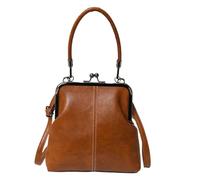 Borsa Retrò | Portafoglio Regolabile in Pelle PU Stile British Retro | Borsetta con Chiusura Kiss - Per pendolari, lavoro, viaggi, attività all'aria aperta, donne, ragazze, cellulare