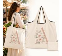 Borsa riutilizzabile della drogheria, grande totalizzatore floreale pieghevole 17.7×22 cm della lettera del poliestere