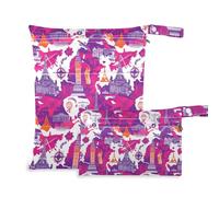 Borsa riutilizzabile per costume da bagno Confezione da 2 elementi essenziali da viaggio per bambini con manici per fare il bagno, viaggiare (Architettura famosa)