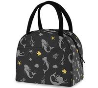 Borsa riutilizzabile per il pranzo con sagoma di sirena sottomarina pesce stella marina con tasca frontale chiusura a cerniera borsa termica termica isolata per uomo donna lavoro picnic viaggio spiagg