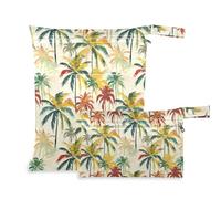 Borsa riutilizzabile per pannolini bagnati, confezione da 2 pezzi essenziali da viaggio per bambini, con manici per fare il bagno, la piscina (palme giallo, rosso e verde)