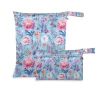 Borsa riutilizzabile per pannolini, confezione da 2 borse per pannolini oggetti essenziali con manici per il bagno, pannolini per bambini (Retro Elegant Flowers)