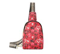 Borsa robusta a tracolla a tracolla per San Valentino con cuori neri e rossi alla moda per il pacchetto di giorno