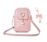 Borsa Rosa Con Ciondolo Con Fiocco - Mini Borsa a Tracolla Alla Moda Per Ragazze Con Tracolla Regolabile