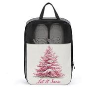 Borsa rosa per scarpe da golf con albero di Natale Let It Snow Shoe Bag per viaggi uso quotidiano anti-polvere