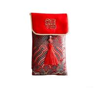 Borsa rossa in tessuto con stampa dorata e nappe, destinata a celebrazioni culturali come Capodanno cinese ed eventi correlati, opzioni di acquisto includono una o due (D)