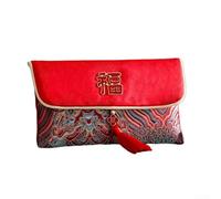 Borsa rossa in tessuto con stampa dorata e nappe, destinata a celebrazioni culturali come Capodanno cinese ed eventi correlati, opzioni di acquisto includono una o due (C)