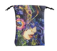 Borsa runa di tarocchi - Sospetta mistica con simboli | occhi, albero della vita, fase lunare, borsa in tessuto morbido per gioielli Storage carte da regalo Crystals C