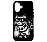 Borsa salvadanaio a forma di gatto ladro gattino nero Custodia per iPhone 16