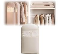 Borsa salvaspazio da appendere con cerniera a compressione, organizer salvaspazio per cappotti in piuma, sacchetti sottovuoto (beige, medio)