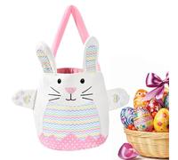 Borsa secchiello a forma di coniglio pasquale, sacchetti per dolcetti riutilizzabili con manici - Forniture per feste per la caccia all'uovo di coniglio di primavera, contenitore per caramelle per