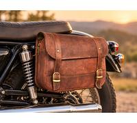 Borsa Sella Moto In Vera Pelle Marrone 5L 13in Laterale Bici Zip