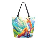 Borsa Shopper Abstract Fox Tote Bag Riutilizzabile Shopping Bags Shopping Borse Della Spesa A Spalla Singola Per Regali Positivi Viaggi Regali Per Compleanno