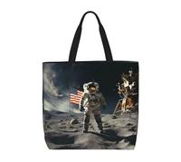 Borsa Shopper Astronaut Landing On The Moon Leggera Borsa Università Donna Pieghevole Borse Tote Donna Per Fitness Ufficio Palestra