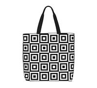 Borsa Shopper Black And White Geometric Stripes Borsa Da Spiaggia Grande Capacità Casuale Borsone Da Viaggio, Per Lavoro, Yoga, Scuola