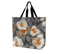 Borsa Shopper Blooming Hibiscus Flowers Handbag Riutilizzabile Borse Della Spesa A Spalla Singola Shopping Shopping Bags Per Regali Positivi Lavoro Viaggi