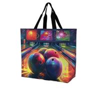 Borsa Shopper Bowling Balls Borsa Da Spiaggia Lavabile Casuale Tracolla, Per Yoga, Shopping, Donna, 50x40cm