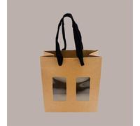 Borsa Shopper Carta Naturale Porta Vasetti con Finestra 16,6+8x18 cm 20 pezzi