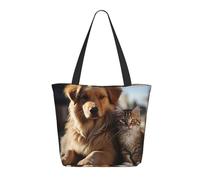 Borsa Shopper Cats And Dogs Borsa A Spalla Casuale Grande Capacità Tracolla, Per Donna, Shopping, Yoga, 50x40cm