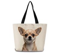 Borsa Shopper Chihuahua Borsa Di Tela Con Manici Riutilizzabile Shopper In Tela, Per Lavoro, Spiaggia, Scuola, 50x40cm