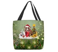 Borsa Shopper Chocolate Bostons Terrier Dog Christmas Tote Bag Shopping Shopping Bags Resistente Borse Della Spesa A Spalla Singola Per Donne Fidanzate Viaggi Lavoro