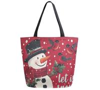 Borsa Shopper Christmas Cute Snowman In Scarf Play With Red Sparrow Handbag Riutilizzabile Borsa Spesa Donna Shopping Bags Per Donne Fidanzate Regali Per Compleanno Regali Positivi