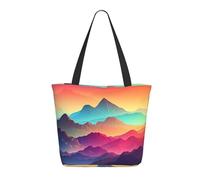 Borsa Shopper Color Mountain Gradient Borsa Donna Tote In Tela Personalizzata Riutilizzabile Borsone Da Viaggio, Per Lavoro, Yoga, Shopping, 50x40cm