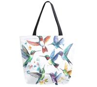Borsa Shopper Colors Flying Hummingbirds Borse Della Spesa A Spalla Singola Riutilizzabile Handbag Shopping Borsa Spesa Per Lavoro Viaggi Donne Fidanzate