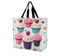 Borsa Shopper Cupcake Candy Hearts Sweet Borsa Donna Tote In Tela Casuale Con Manici Borsone Da Viaggio, Per Donna, Shopping, Quotidiano Vita, 50x40cm