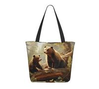 Borsa Shopper Cute Bears Play In The Tree Borse Tote Con Manici Grande Capacità Borsone Da Viaggio, Per Yoga, Donna, Shopping, 50x40cm