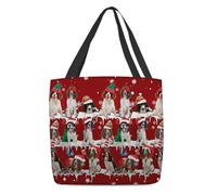 Borsa Shopper Cute English Springer Spaniels Merry Christmas Handbag Riutilizzabile Borsa Spesa Shopping Borse Della Spesa A Spalla Singola Per Lavoro Donne Fidanzate Regali Per Compleanno