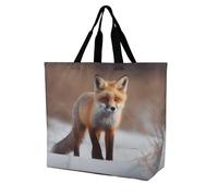 Borsa Shopper Cute Fox Borse Tote Shopper Personalizzata Lavabile Borsone Da Viaggio, Per Shopping, Scuola, Spiaggia, 50x40cm