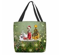 Borsa Shopper Cute Fox Terrier Dog Christmas Borsa Spesa Resistente Tote Bag Riutilizzabile Shopping Bags Per Viaggi Lavoro Donne Fidanzate