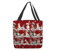 Borsa Shopper Cute Jack Russell Terriers Merry Christmas Borse Della Spesa A Spalla Singola Riutilizzabile Borsa Spesa Resistente Shopping Bags Per Regali Per Compleanno Regali Positivi Viaggi