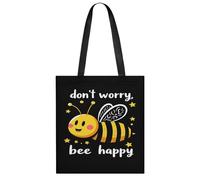 Borsa Shopper Don'T Worry,Bee Happy Tote Bag Per Regali Per Compleanno | shopping Tote Bag riutilizzabile Borse della spesa a spalla singola Per Regali per Compleanno lavoro viaggi