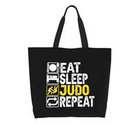 Borsa Shopper Eat Sleep Judo Repeat Borsa Di Tela Grande Capacità Con Manici Shopper In Tela, Per Scuola, Yoga, Lavoro, 50x40cm