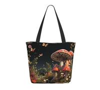 Borsa Shopper Fairy Tale Style Mushrooms Borsa Donna Tote In Tela Con Manici Grande Capacità Borsone Da Viaggio, Per Donna, Scuola, Shopping, 50x40cm
