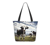 Borsa Shopper Farm Cow Pictures Borsa Donna Tote In Tela Casuale Lavabile Shopper In Tela, Per Scuola, Yoga, Lavoro, 50x40cm