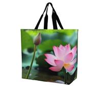 Borsa Shopper Garden Lotus Flower Borse Della Spesa A Spalla Singola Shopping Borsa Spesa Riutilizzabile Handbag Per Lavoro Viaggi Regali Per Compleanno