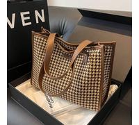 Borsa shopper grande da donna con motivo pied-de-poule, design semplice e alla moda, versatile per andare al lavoro e uscire, borsa a spalla/borsa da scuola, zaino per il ritorno a scuola, grande capa