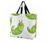 Borsa Shopper Green Bug Pattern Borse Della Spesa A Spalla Singola Donna Shopping Bags Riutilizzabile Borsa Spesa Per Regali Positivi Lavoro Viaggi