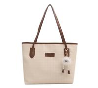 Borsa shopper in pelle da donna con ciondolo, leggera, alla moda, per tutti i giorni e il tempo libero, grande borsa dal design moderno, caffè