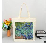 Borsa shopper in tela con famosa opera d'arte "Notte stellata" di Van Gogh, borsa riutilizzabile con grande capacità, adatta sia per il tempo libero che per lo shopping, stile Claude Monet Composizion