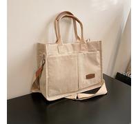 Borsa shopper leggera e portatile con toppe a lettera, in stile lino e PVC, adatta per lavoratori in camice bianco, insegnanti, ragazze adolescenti e studenti universitari, adatta per la Festa degli I