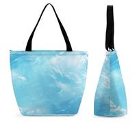Borsa Shopper Light Blue Image Shopping Bags Riutilizzabile Tote Bag Donna Handbag Per Regali Positivi Lavoro Viaggi