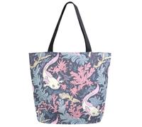 Borsa Shopper Magic Coral And Axolotls Shopping Bags Resistente Handbag Casual Tote Bag Per Regali Positivi Donne Fidanzate Regali Per Compleanno