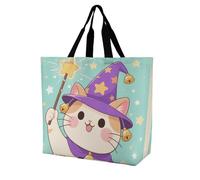 Borsa Shopper Magic - Hat Cat Tote Bag Casual Borse Della Spesa A Spalla Singola Resistente Handbag Per Lavoro Donne Fidanzate Regali Per Compleanno