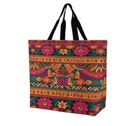 Borsa Shopper Mexican Folk Art Boho Tote Bag Riutilizzabile Handbag Casual Borse Della Spesa A Spalla Singola Per Viaggi Lavoro Regali Positivi